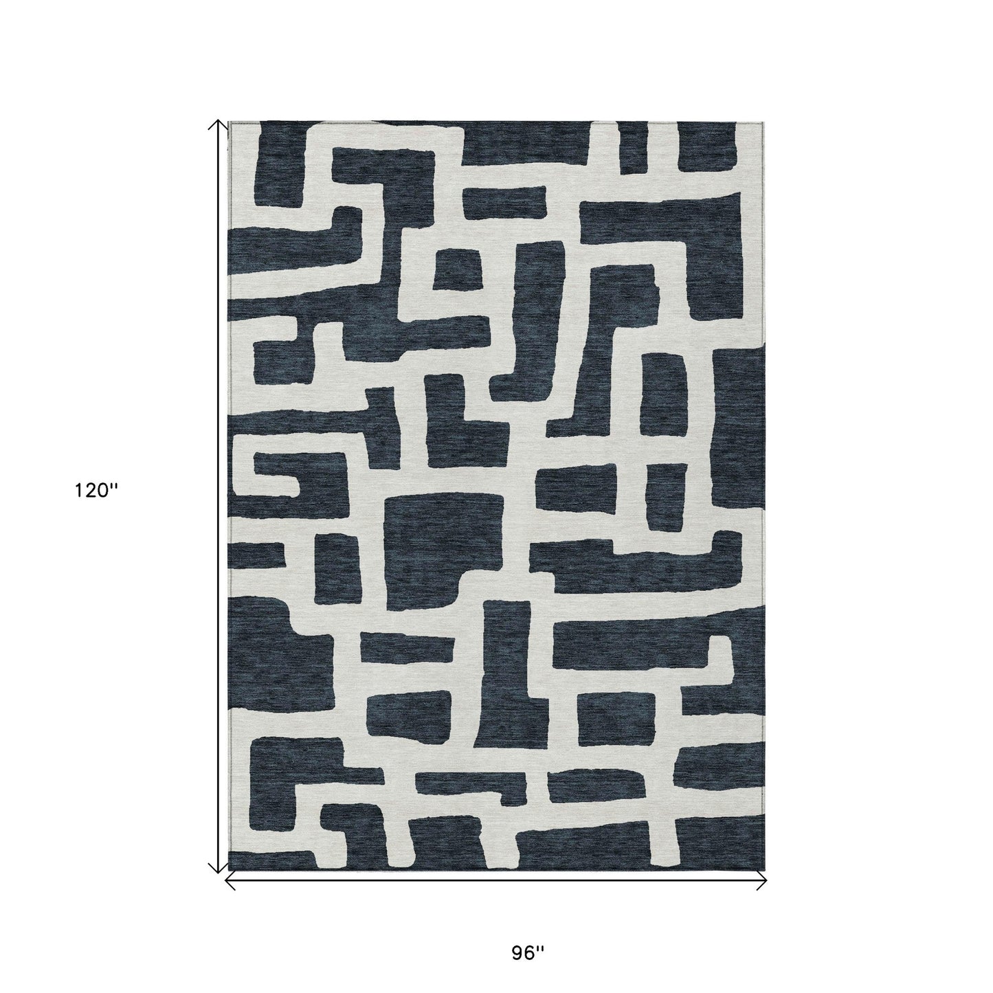 Tabselect Home Line 8' X 10' Black And Ivory Abstract Washable Indoor Outdoor Area Rug