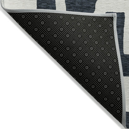 Tabselect Home Line 8' X 10' Black And Ivory Abstract Washable Indoor Outdoor Area Rug