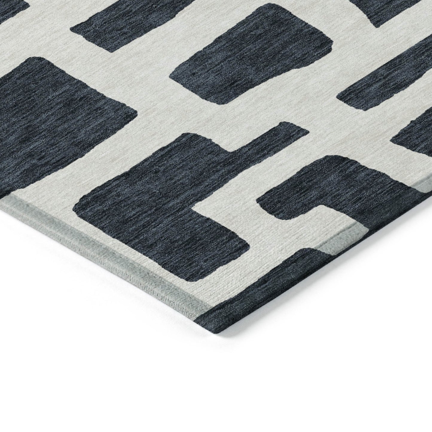 Tabselect Home Line 8' X 10' Black And Ivory Abstract Washable Indoor Outdoor Area Rug