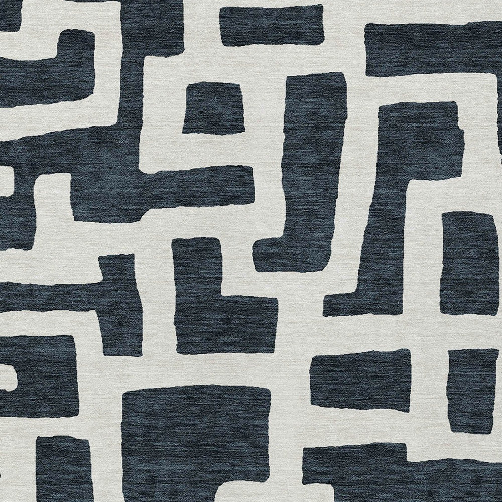 Tabselect Home Line 8' X 10' Black And Ivory Abstract Washable Indoor Outdoor Area Rug