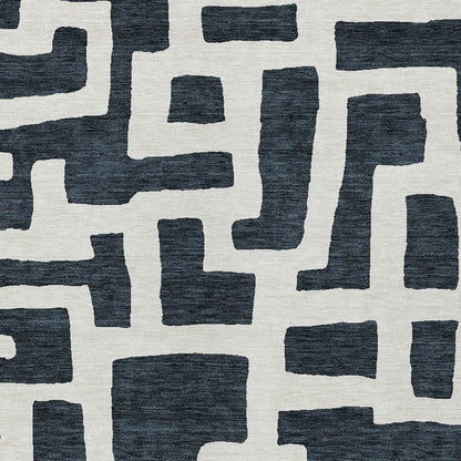 Tabselect Home Line 8' X 10' Black And Ivory Abstract Washable Indoor Outdoor Area Rug