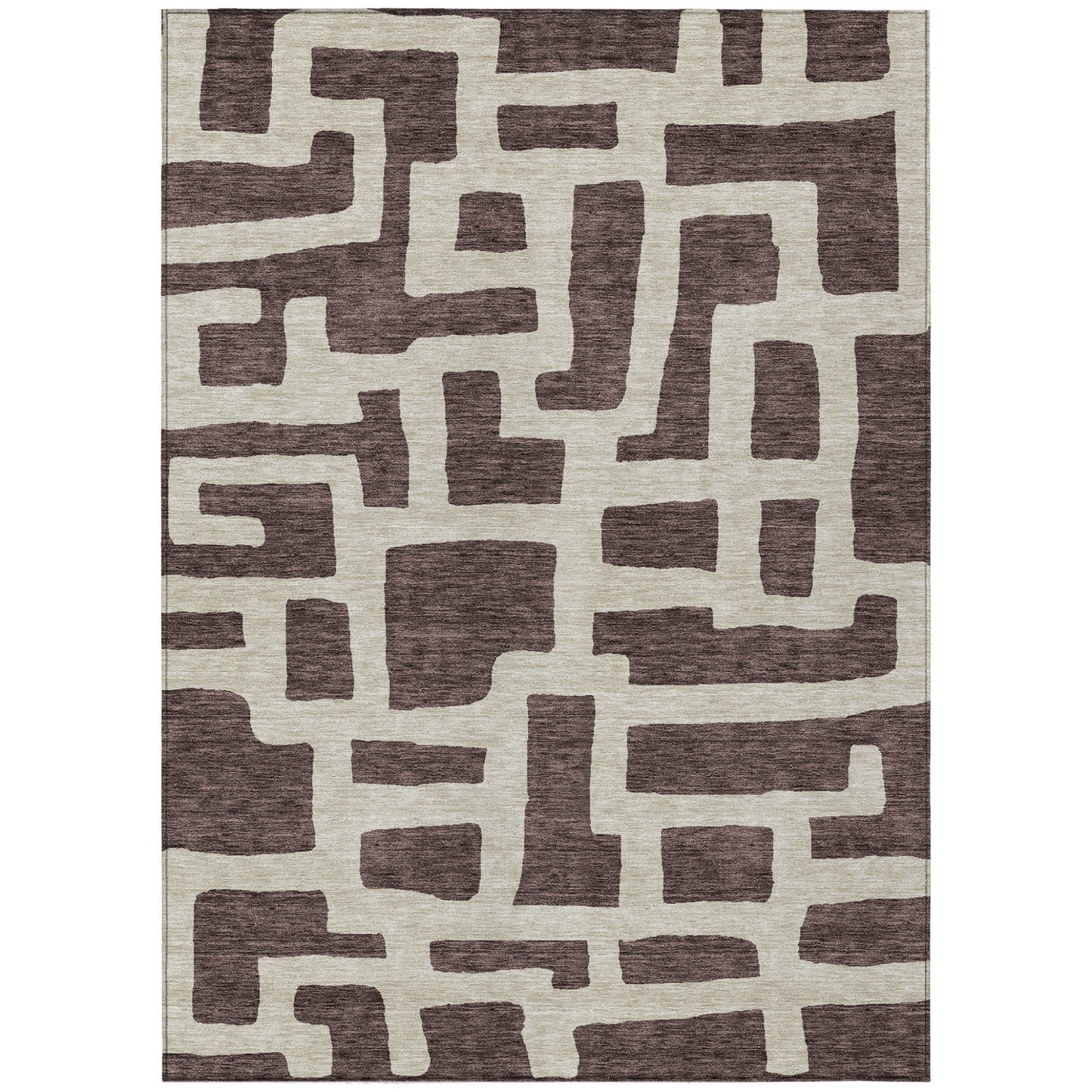 Tabselect Home Line 5' X 8' Brown And Beige Abstract Washable Indoor Outdoor Area Rug