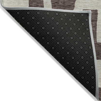 Tabselect Home Line 5' X 8' Brown And Beige Abstract Washable Indoor Outdoor Area Rug