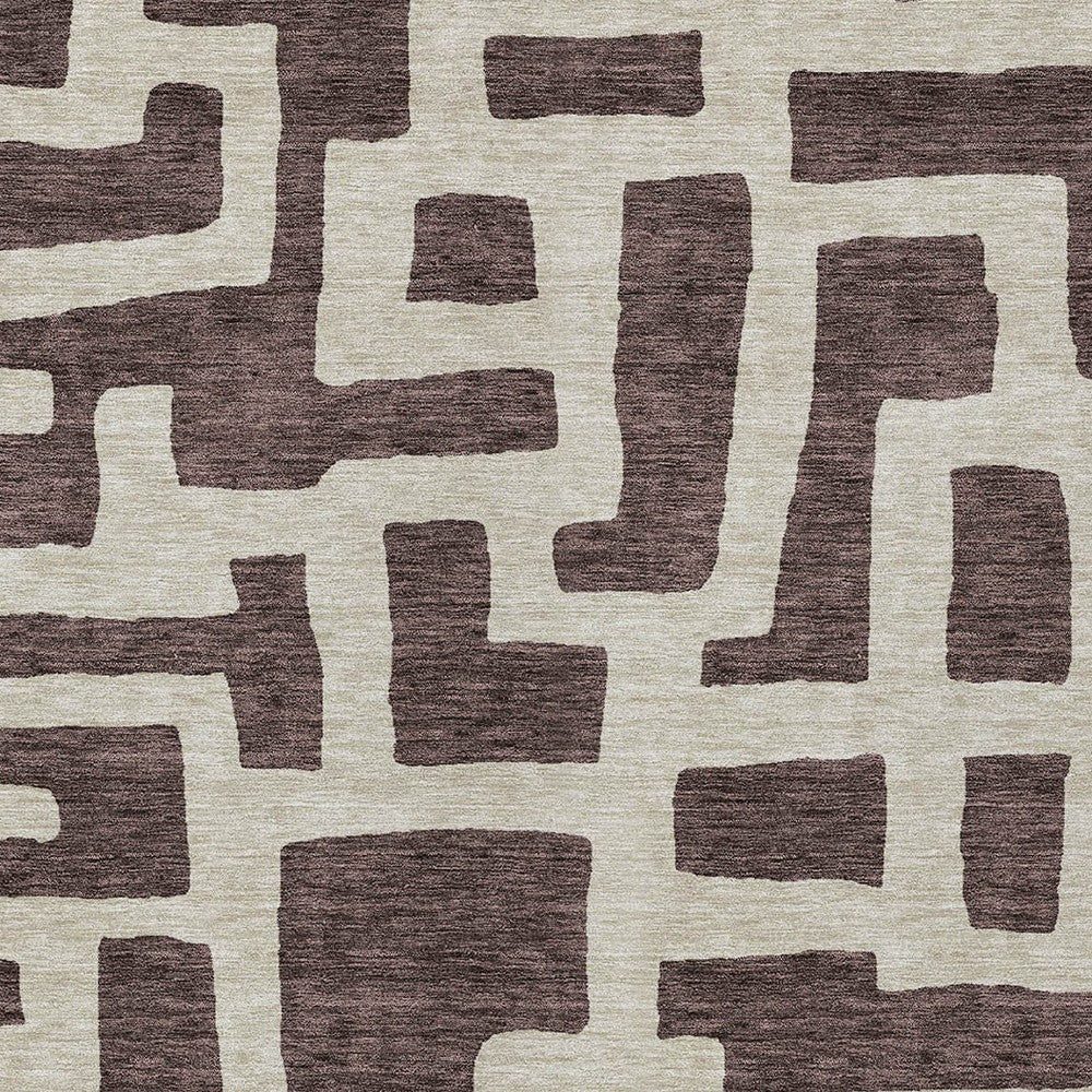 Tabselect Home Line 5' X 8' Brown And Beige Abstract Washable Indoor Outdoor Area Rug