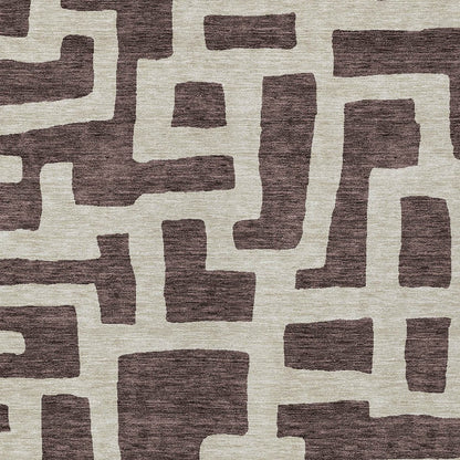 Tabselect Home Line 5' X 8' Brown And Beige Abstract Washable Indoor Outdoor Area Rug