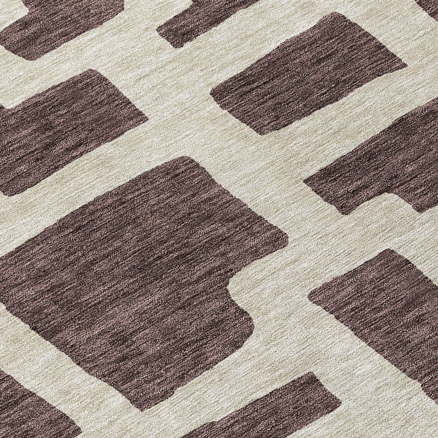 Tabselect Home Line 8' Brown And Beige Round Abstract Washable Indoor Outdoor Area Rug