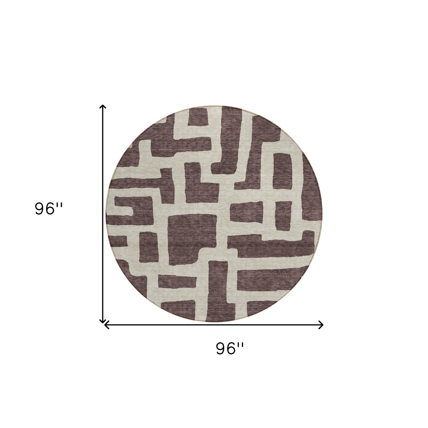 Tabselect Home Line 8' Brown And Beige Round Abstract Washable Indoor Outdoor Area Rug
