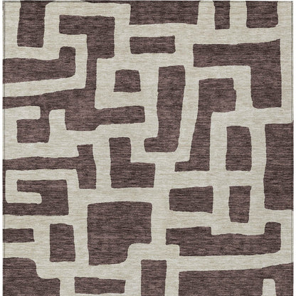 Tabselect Home Line 8' X 10' Brown And Beige Abstract Washable Indoor Outdoor Area Rug