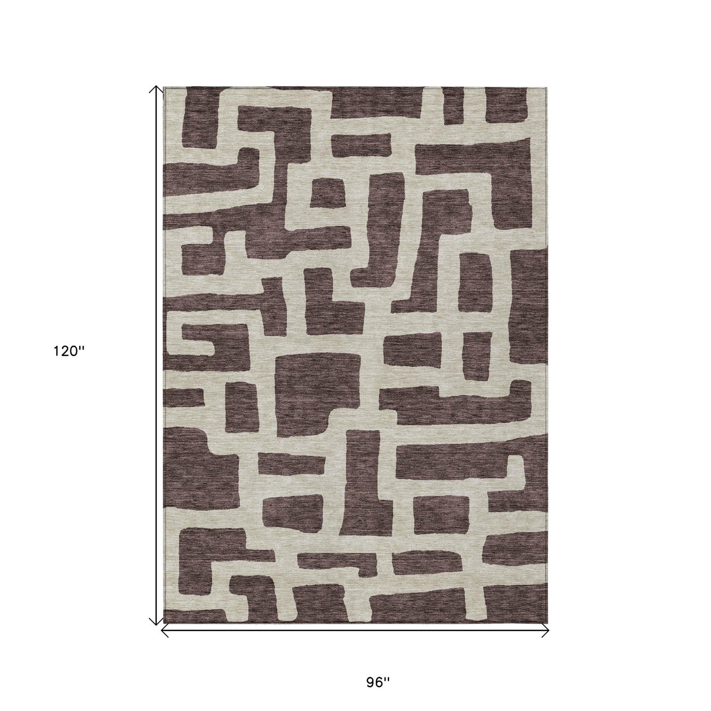 Tabselect Home Line 8' X 10' Brown And Beige Abstract Washable Indoor Outdoor Area Rug