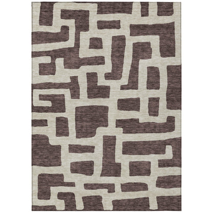 Tabselect Home Line 8' X 10' Brown And Beige Abstract Washable Indoor Outdoor Area Rug