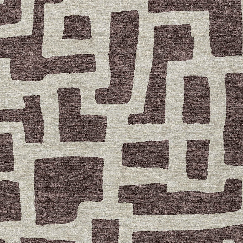Tabselect Home Line 8' X 10' Brown And Beige Abstract Washable Indoor Outdoor Area Rug