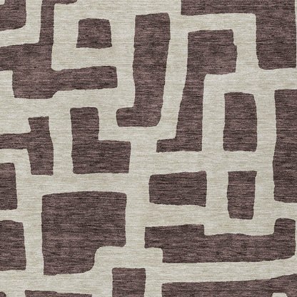 Tabselect Home Line 8' X 10' Brown And Beige Abstract Washable Indoor Outdoor Area Rug