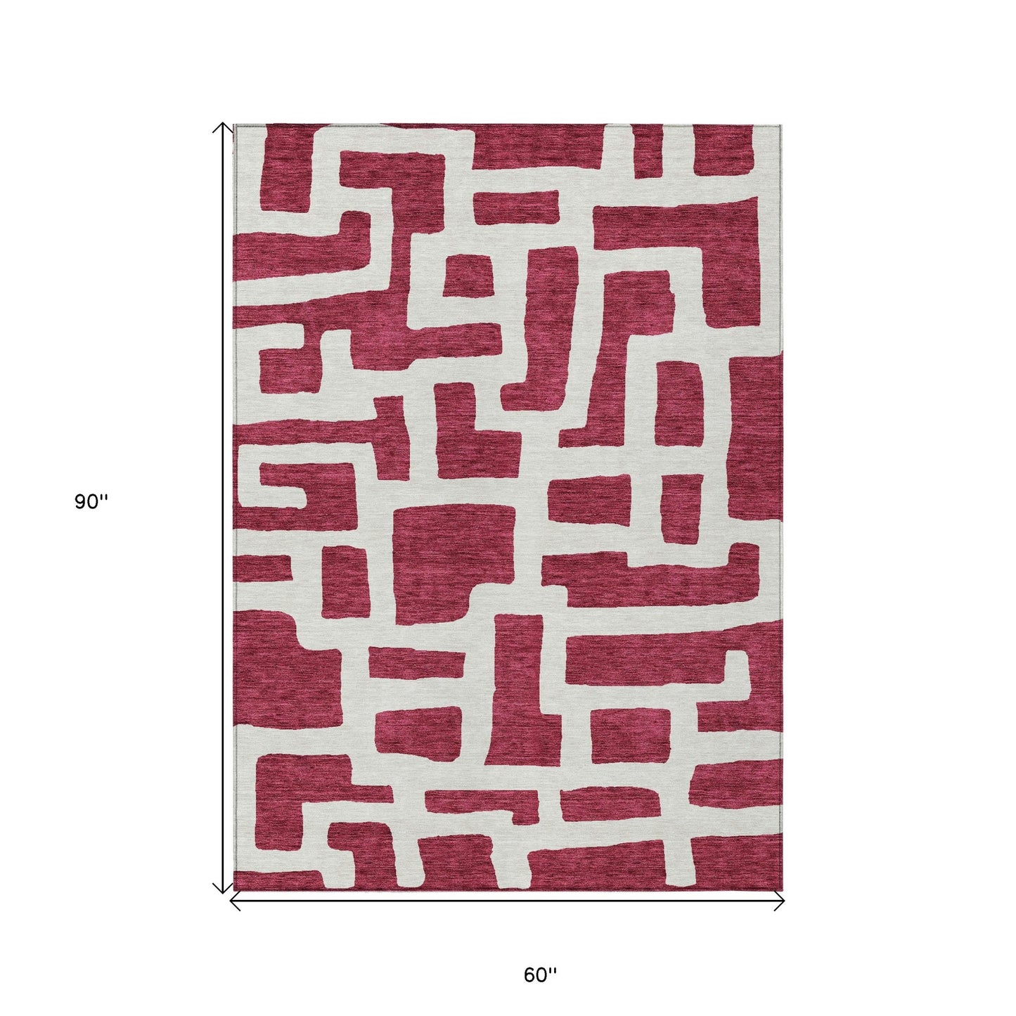 Tabselect Home Line 5' X 8' Red And Ivory Abstract Washable Indoor Outdoor Area Rug