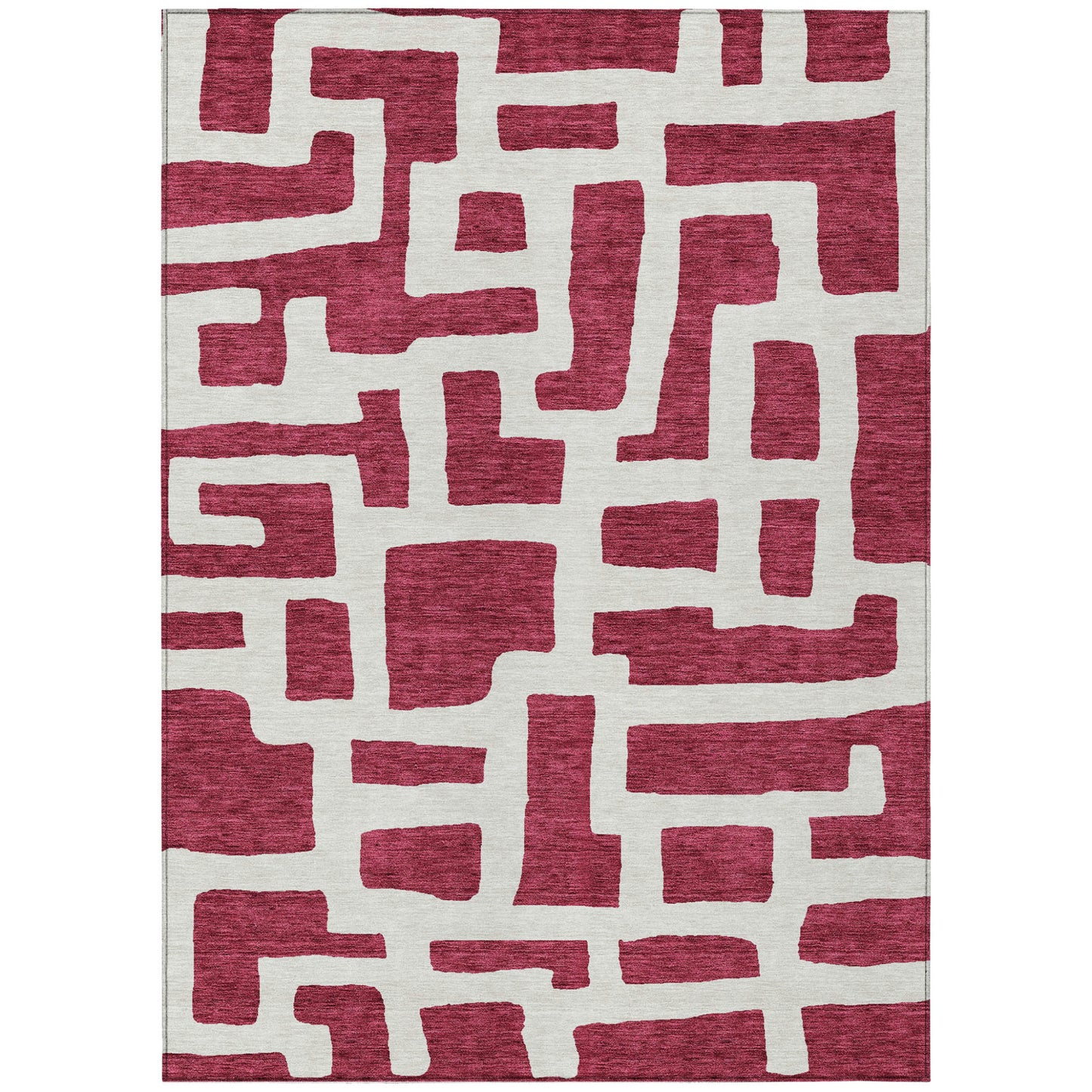 Tabselect Home Line 5' X 8' Red And Ivory Abstract Washable Indoor Outdoor Area Rug