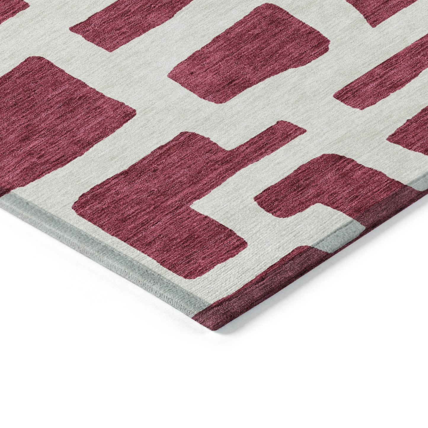 Tabselect Home Line 5' X 8' Red And Ivory Abstract Washable Indoor Outdoor Area Rug