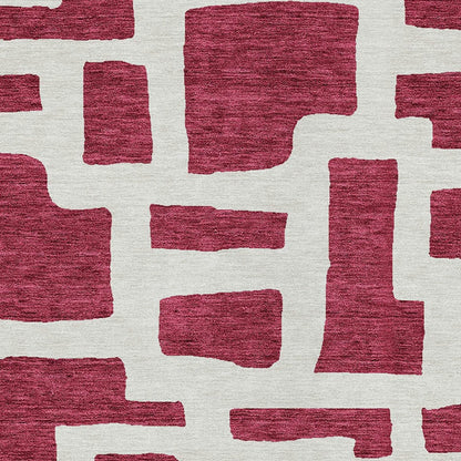 Tabselect Home Line 8' X 10' Red And Ivory Abstract Washable Indoor Outdoor Area Rug