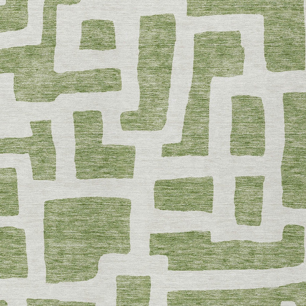 Tabselect Home Line 5' X 8' Green And Ivory Abstract Washable Indoor Outdoor Area Rug