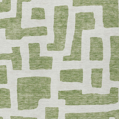 Tabselect Home Line 5' X 8' Green And Ivory Abstract Washable Indoor Outdoor Area Rug