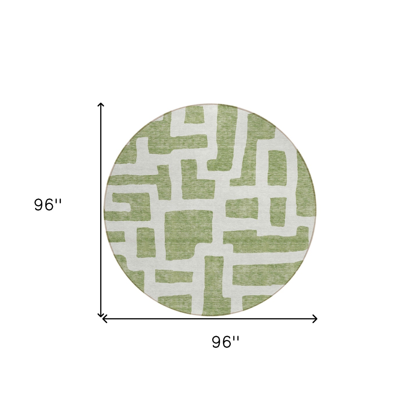 Tabselect Home Line 8' Green And Ivory Round Abstract Washable Indoor Outdoor Area Rug