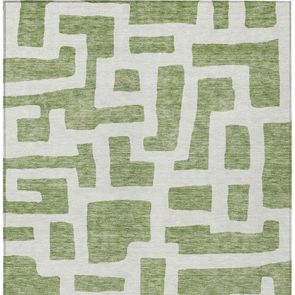Tabselect Home Line 8' X 10' Green And Ivory Abstract Washable Indoor Outdoor Area Rug