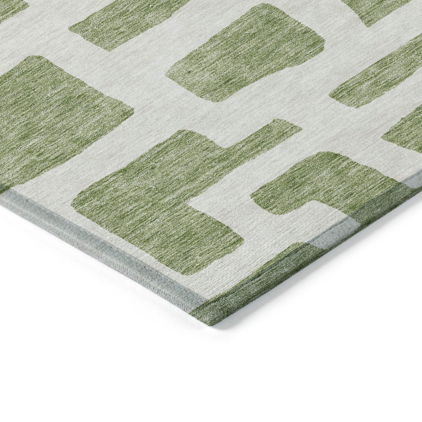 Tabselect Home Line 8' X 10' Green And Ivory Abstract Washable Indoor Outdoor Area Rug