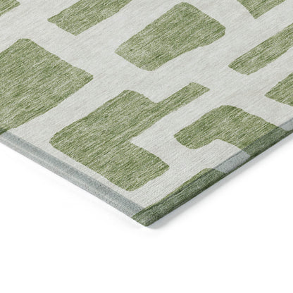 Tabselect Home Line 8' X 10' Green And Ivory Abstract Washable Indoor Outdoor Area Rug
