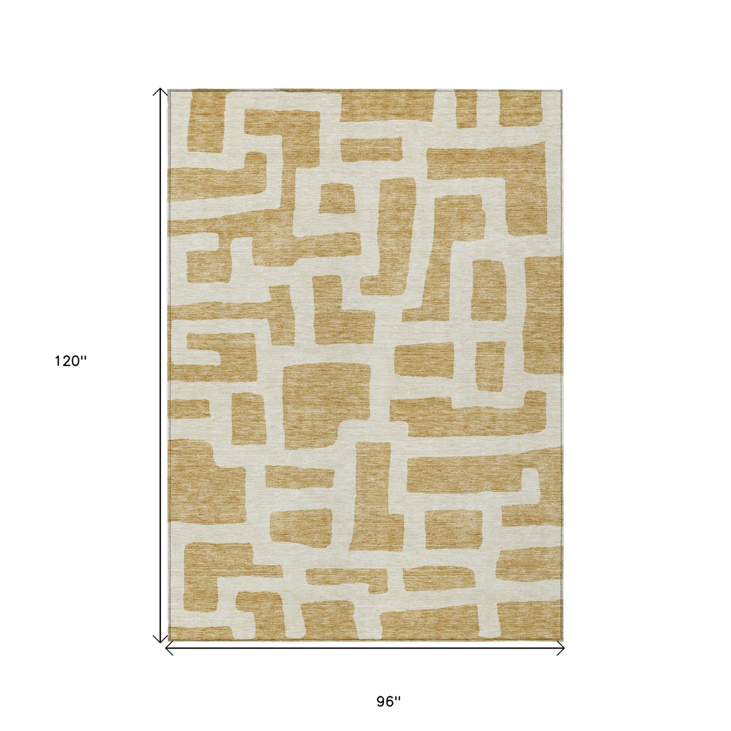 Tabselect Home Line 8' X 10' Gold And Ivory Abstract Washable Indoor Outdoor Area Rug