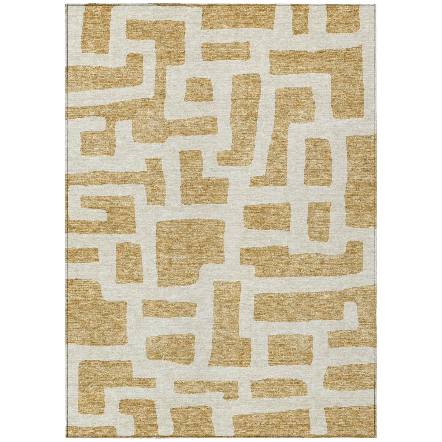 Tabselect Home Line 8' X 10' Gold And Ivory Abstract Washable Indoor Outdoor Area Rug