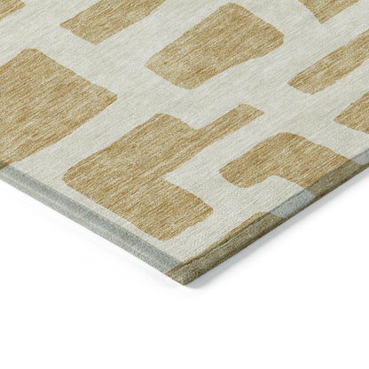 Tabselect Home Line 8' X 10' Gold And Ivory Abstract Washable Indoor Outdoor Area Rug