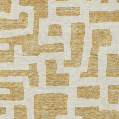 Tabselect Home Line 8' X 10' Gold And Ivory Abstract Washable Indoor Outdoor Area Rug