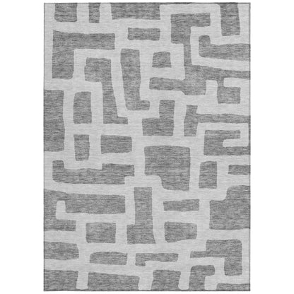 Tabselect Home Line 5' X 8' Gray And Ivory Abstract Washable Indoor Outdoor Area Rug