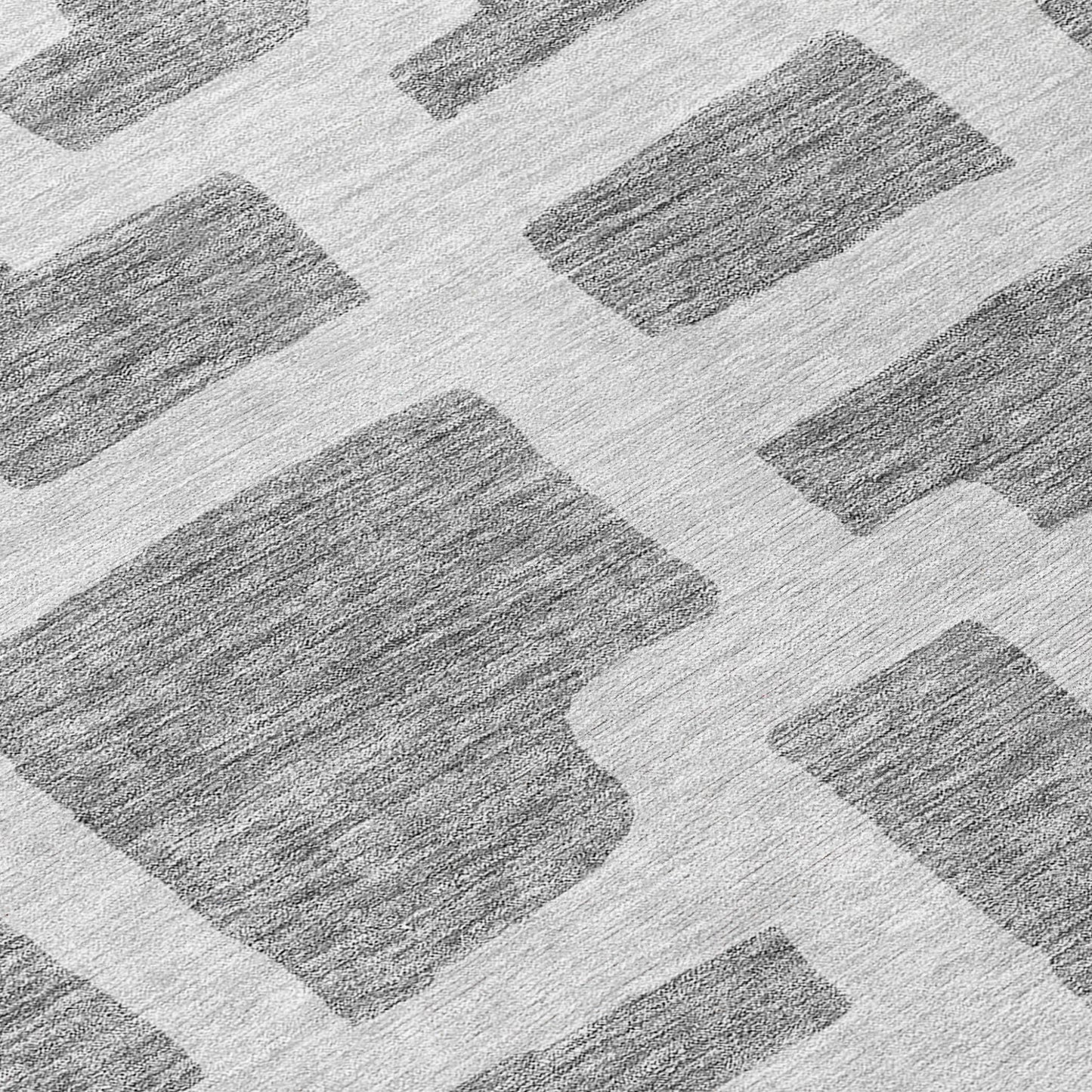 Tabselect Home Line 8' Gray And Ivory Round Abstract Washable Indoor Outdoor Area Rug