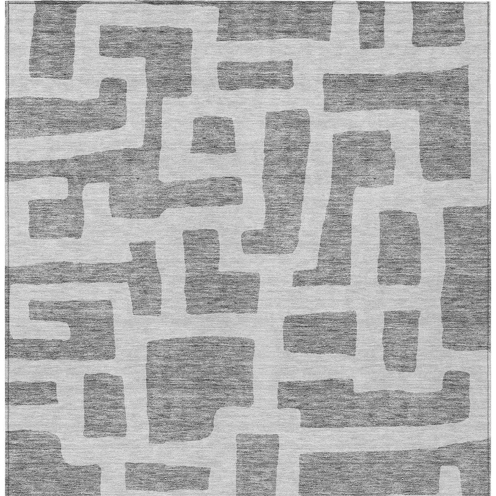 Tabselect Home Line 8' X 10' Gray And Ivory Abstract Washable Indoor Outdoor Area Rug
