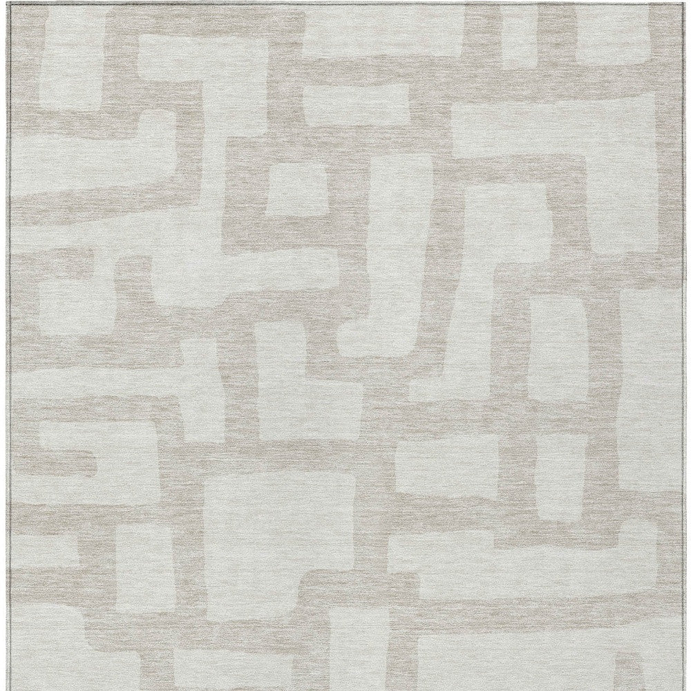 Tabselect Home Line 5' X 8' Ivory And Beige Abstract Washable Indoor Outdoor Area Rug