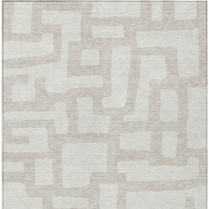 Tabselect Home Line 5' X 8' Ivory And Beige Abstract Washable Indoor Outdoor Area Rug
