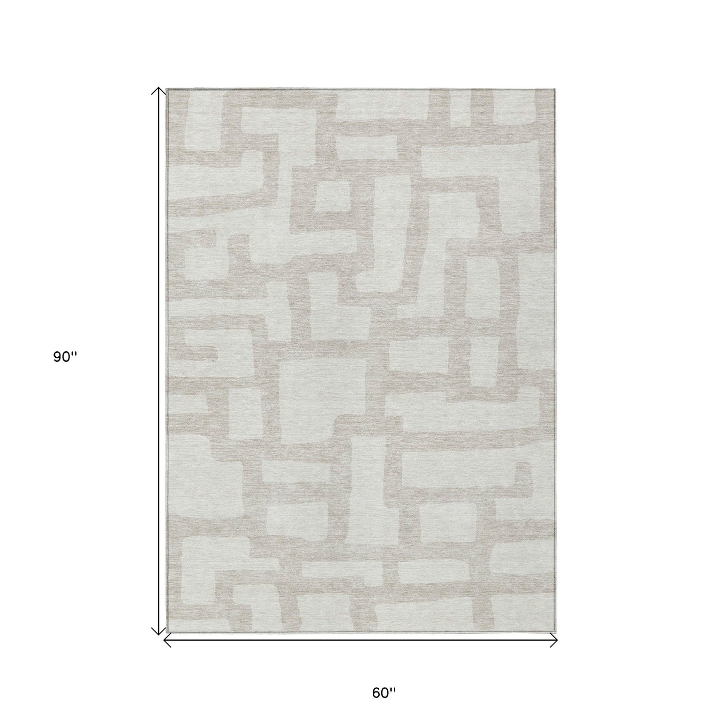 Tabselect Home Line 5' X 8' Ivory And Beige Abstract Washable Indoor Outdoor Area Rug