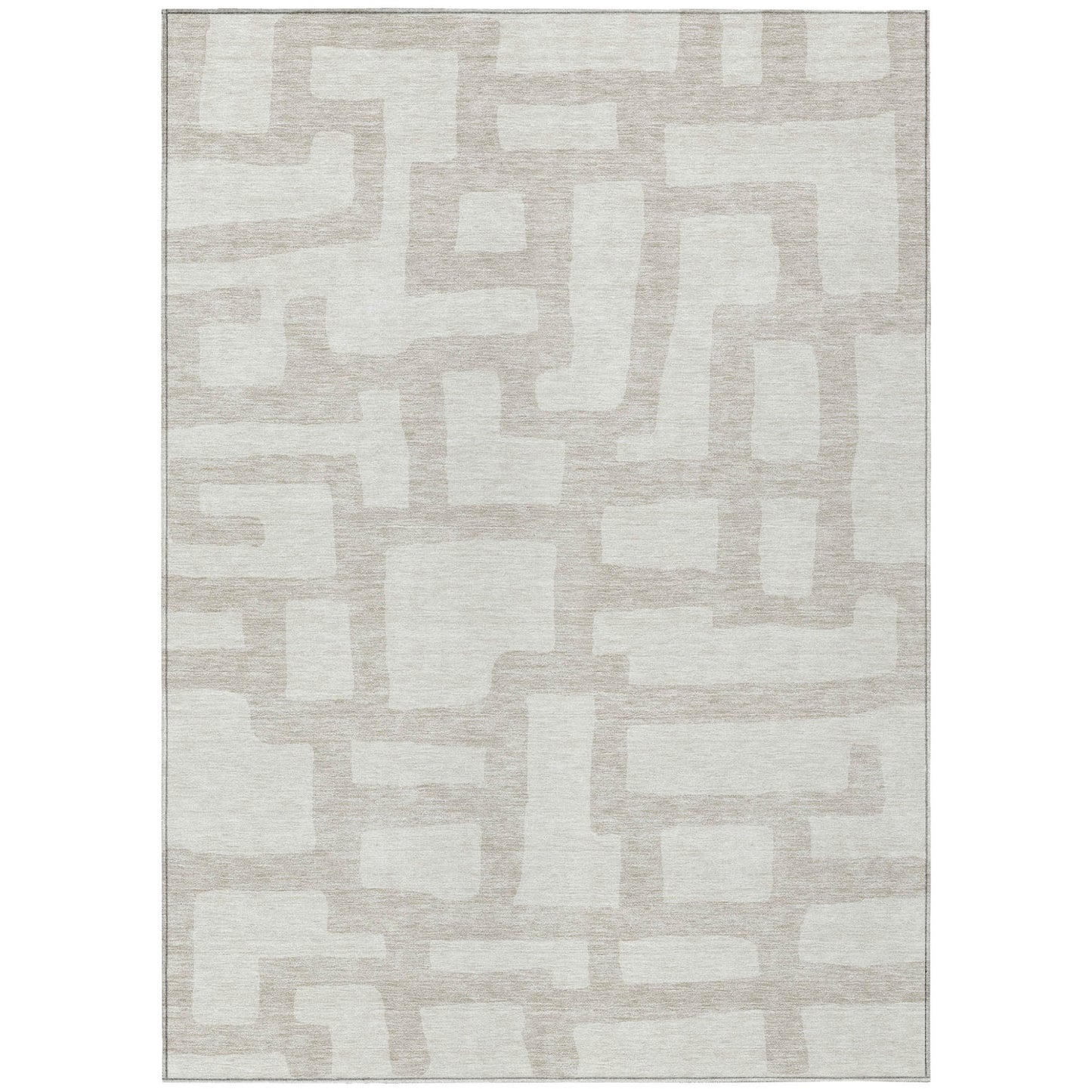 Tabselect Home Line 5' X 8' Ivory And Beige Abstract Washable Indoor Outdoor Area Rug
