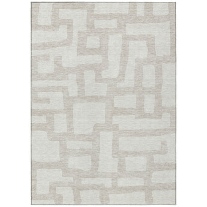 Tabselect Home Line 5' X 8' Ivory And Beige Abstract Washable Indoor Outdoor Area Rug