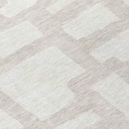 Tabselect Home Line 8' Ivory And Beige Round Abstract Washable Indoor Outdoor Area Rug