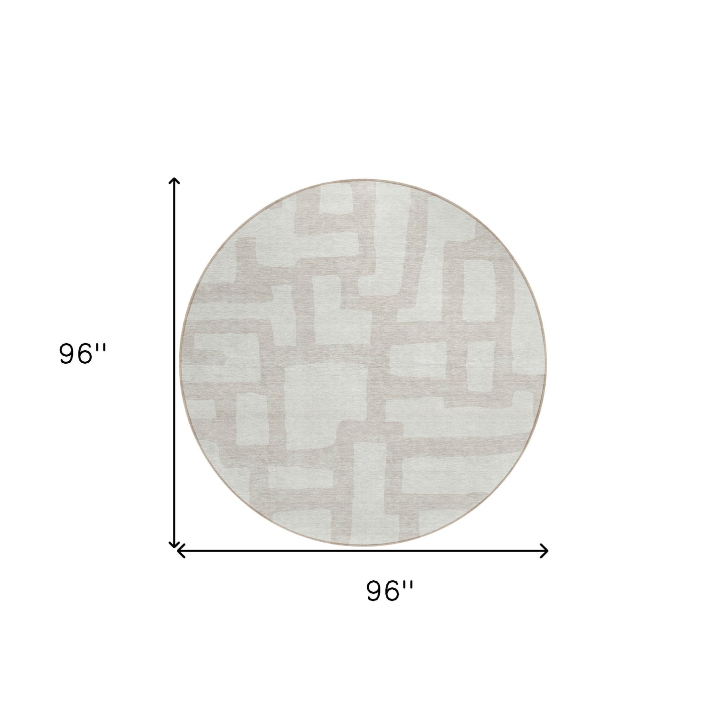 Tabselect Home Line 8' Ivory And Beige Round Abstract Washable Indoor Outdoor Area Rug