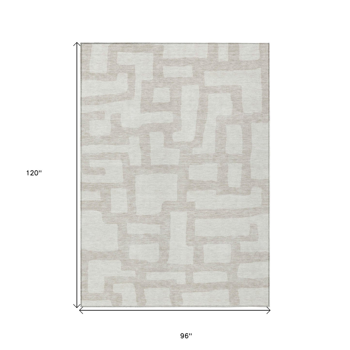 Tabselect Home Line 8' X 10' Ivory And Beige Abstract Washable Indoor Outdoor Area Rug