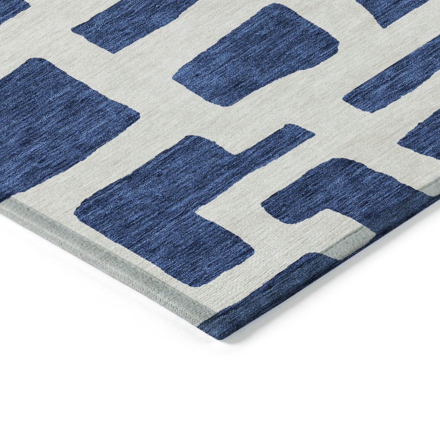 Tabselect Home Line 5' X 8' Navy Blue And Ivory Abstract Washable Indoor Outdoor Area Rug