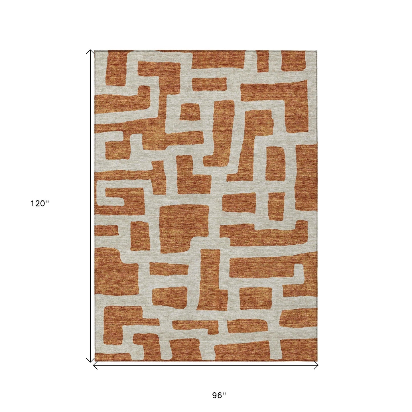 Tabselect Home Line 8' X 10' Terra Cotta And Gray Abstract Washable Indoor Outdoor Area Rug