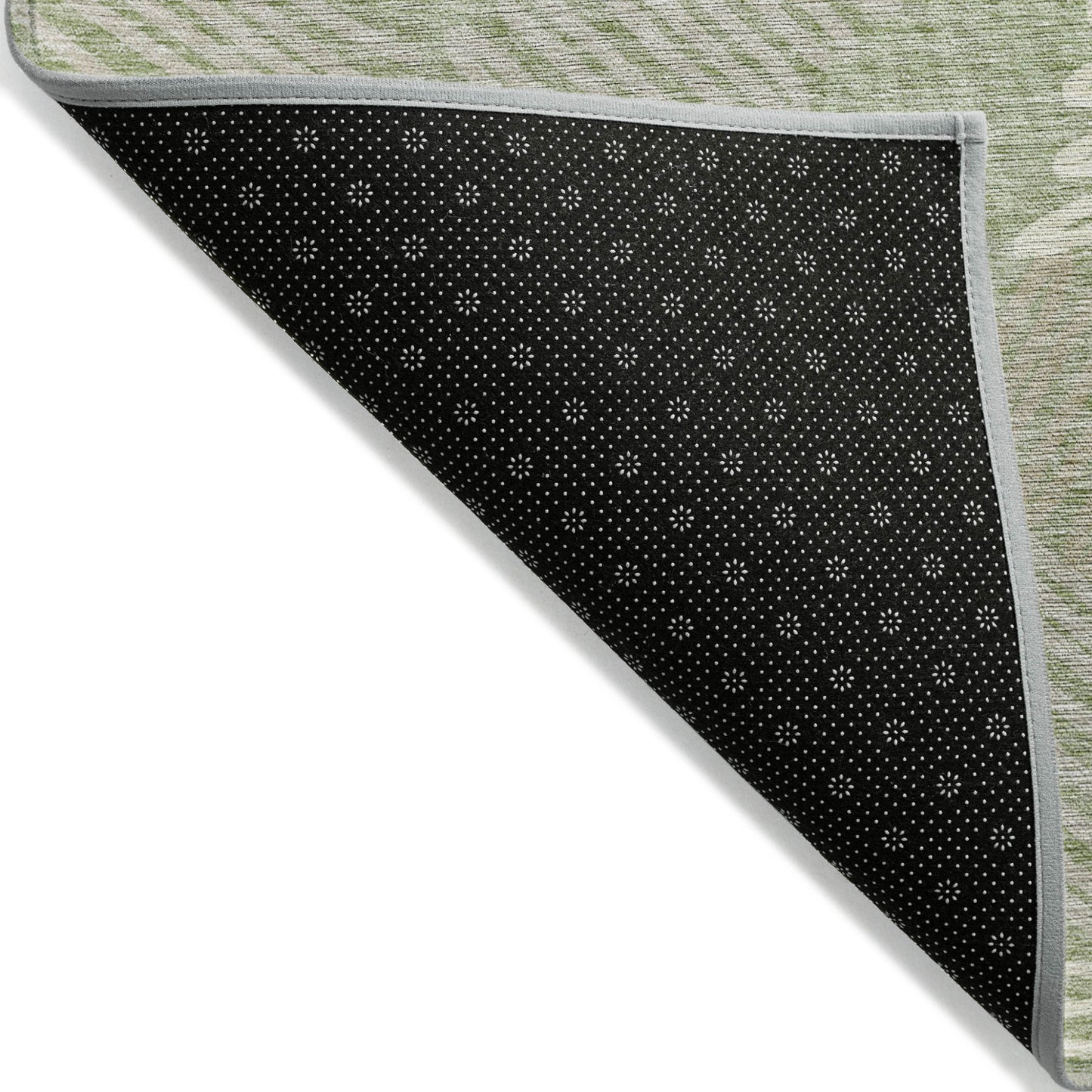 Tabselect Home Line 5' X 8' Artichoke Green Brown And Ivory Floral Washable Indoor Outdoor Area Rug