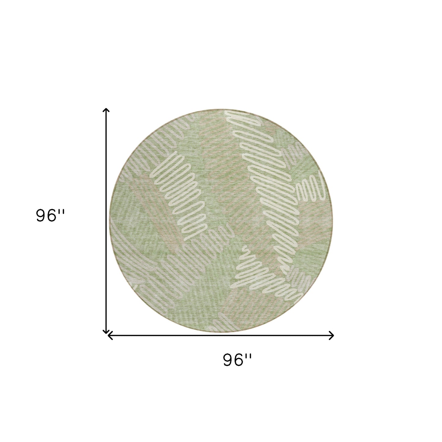 Tabselect Home Line 8' Artichoke Green Brown And Ivory Round Floral Washable Indoor Outdoor Area Rug