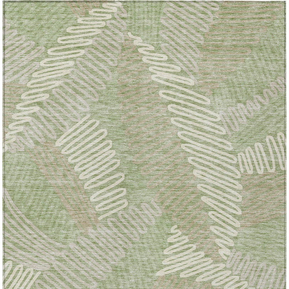 Tabselect Home Line 8' X 10' Artichoke Green Brown And Ivory Floral Washable Indoor Outdoor Area Rug