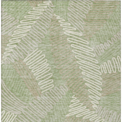 Tabselect Home Line 8' X 10' Artichoke Green Brown And Ivory Floral Washable Indoor Outdoor Area Rug