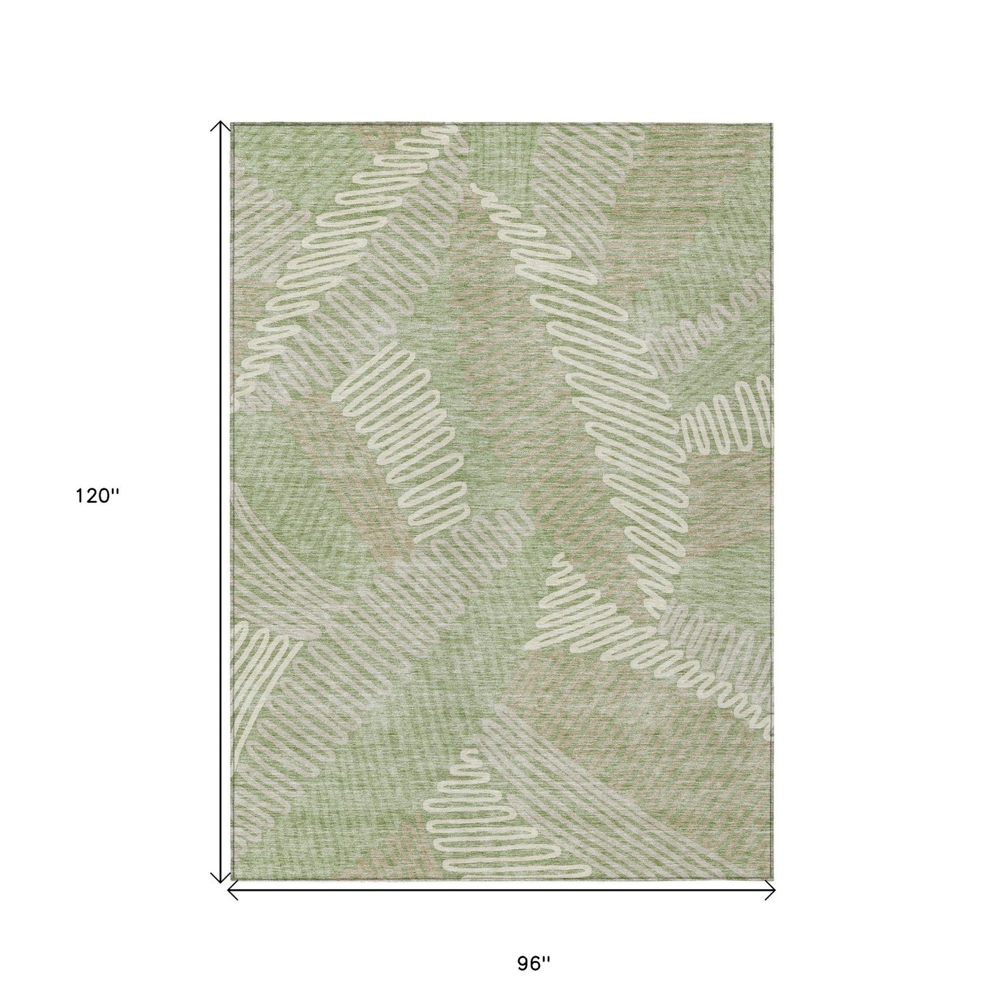 Tabselect Home Line 8' X 10' Artichoke Green Brown And Ivory Floral Washable Indoor Outdoor Area Rug