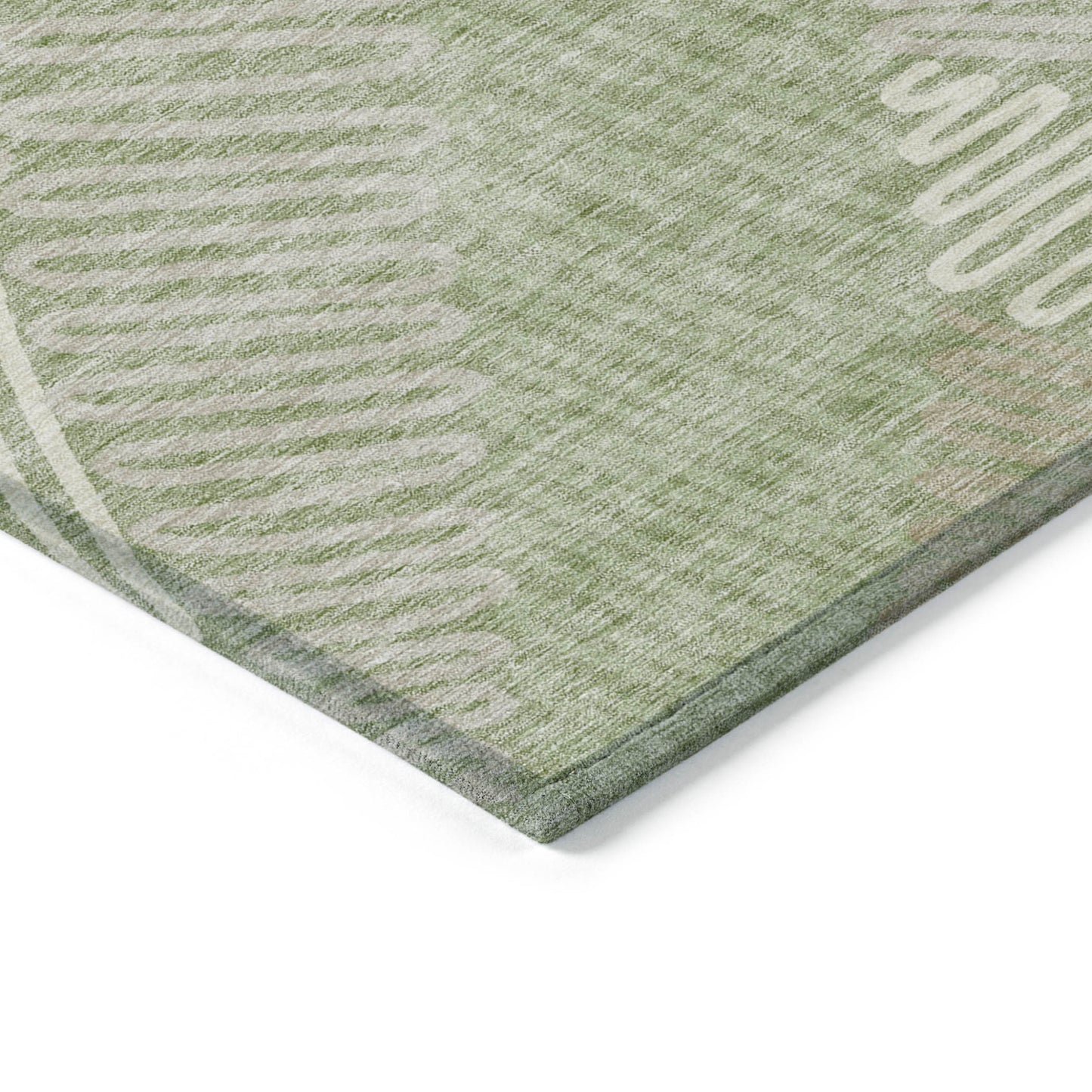 Tabselect Home Line 8' X 10' Artichoke Green Brown And Ivory Floral Washable Indoor Outdoor Area Rug