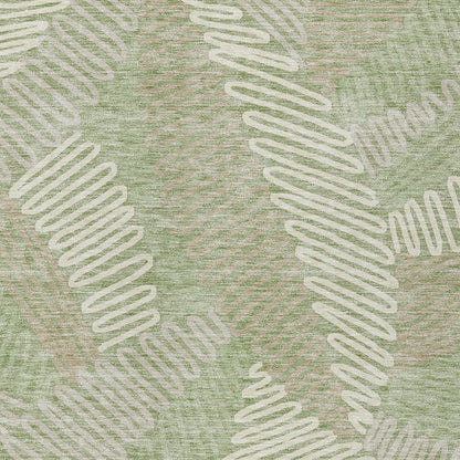 Tabselect Home Line 8' X 10' Artichoke Green Brown And Ivory Floral Washable Indoor Outdoor Area Rug
